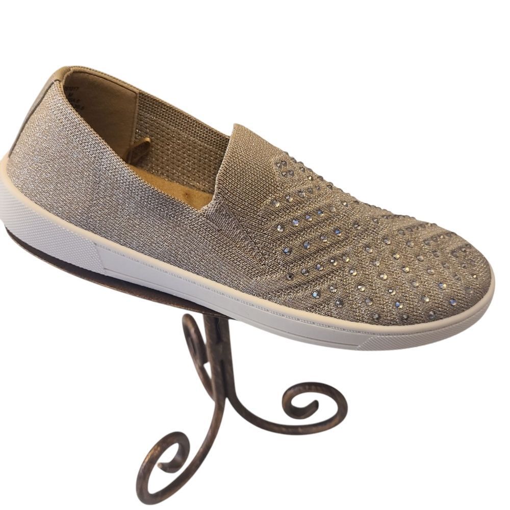 WHITE MOUNTAIN Sneakers Bling Slipons Taupe With Rhinestones NWOT Sz 7.5 - 8 - Picture 6 of 12